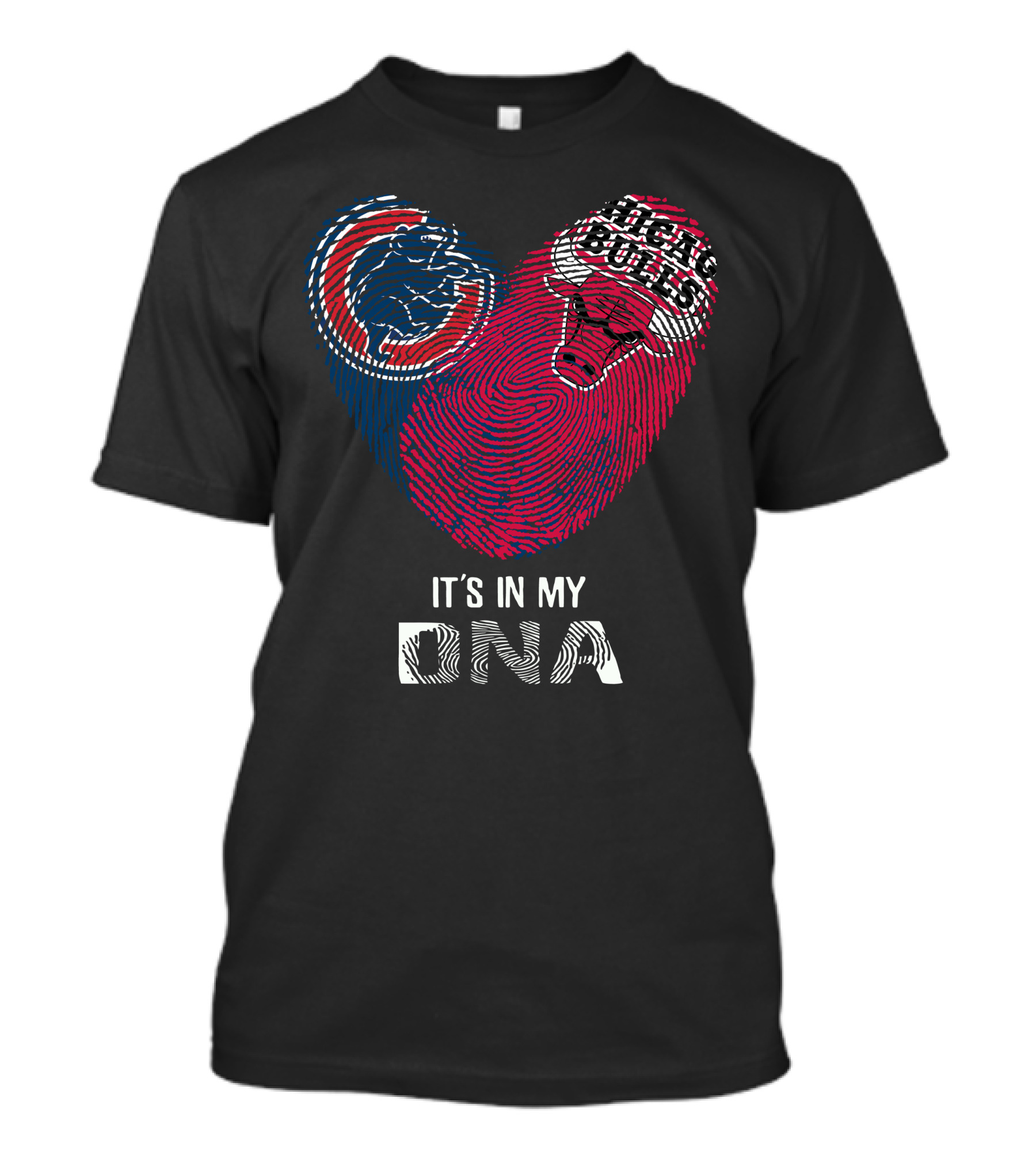 Chicago Cubs Bulls It's In My DNA Fingerprint Heart T-Shirt