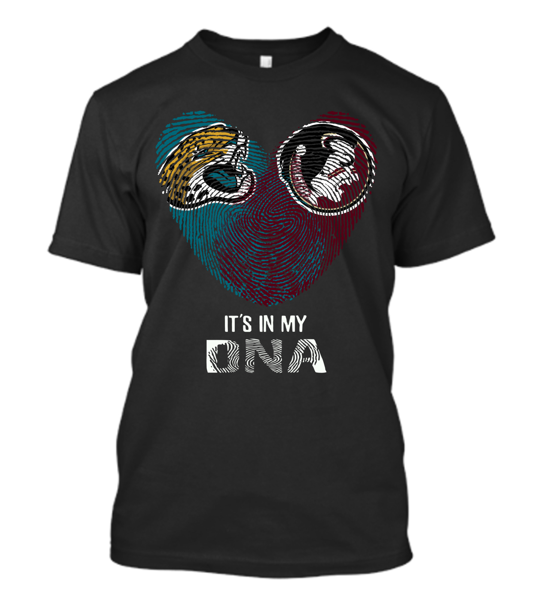Jaguars Seminoles Heart Fingerprint It's In My DNA T-Shirt