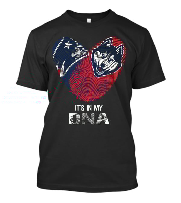 Patriots UConn Huskies Fingerprint Heart It's In My DNA T-Shirt
