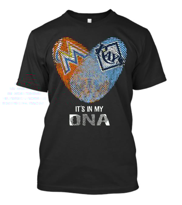 It's In My DNA Rays Marlins Heart Fingerprint T-Shirt