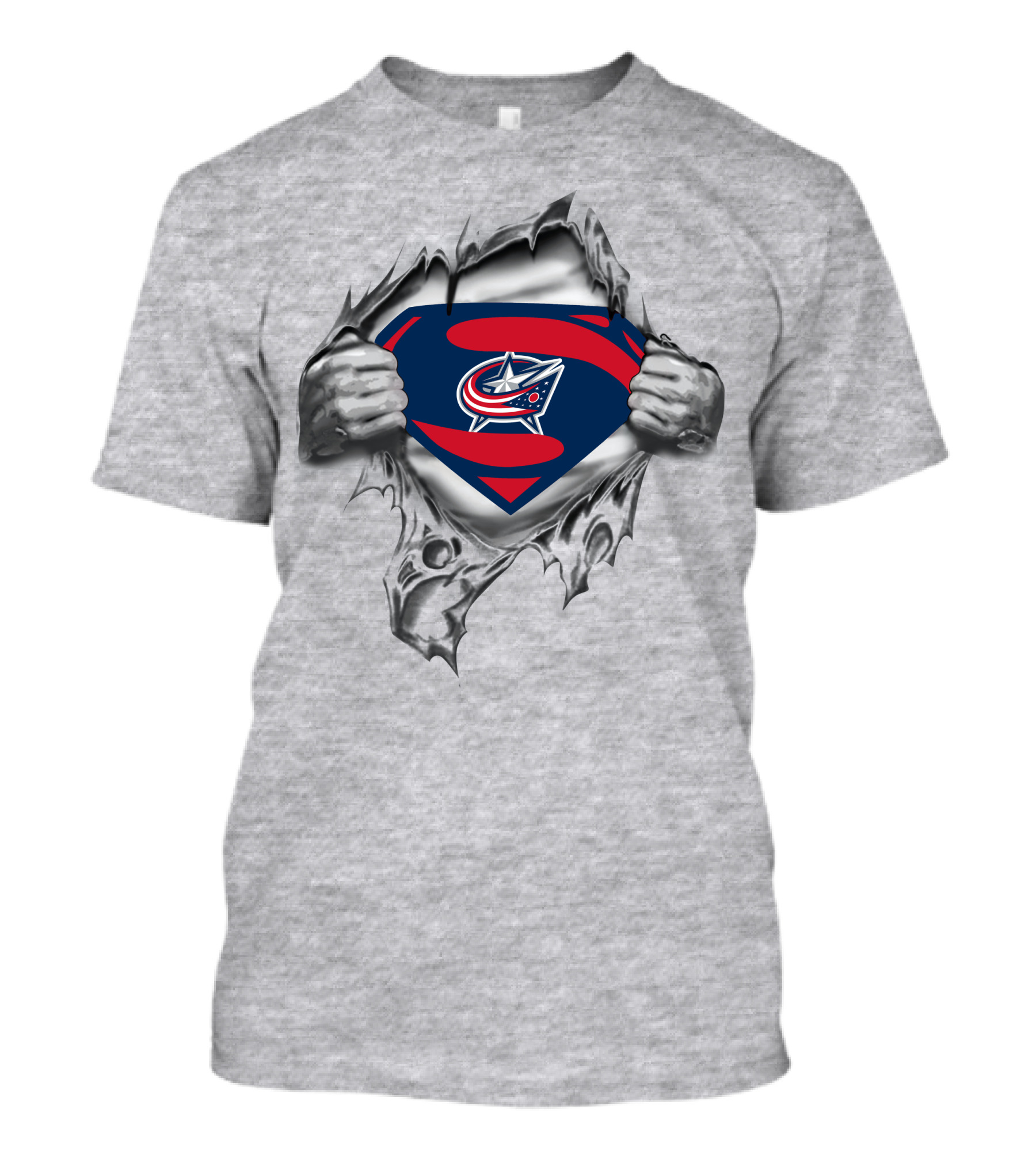 Columbus Blue Jackets Superman Emblem Tear T-Shirt