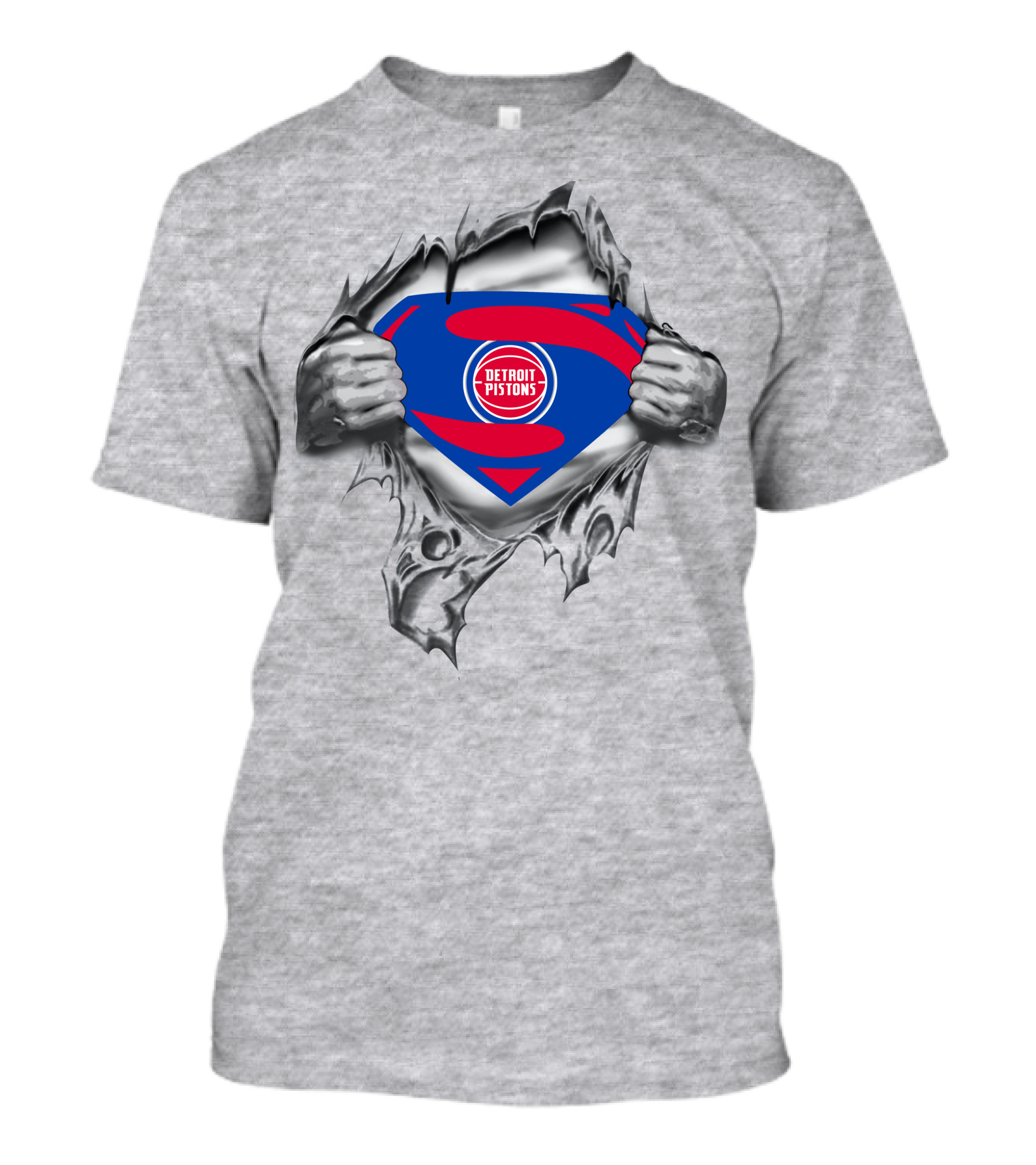 Detroit Pistons Superman Logo Tear Open T-Shirt