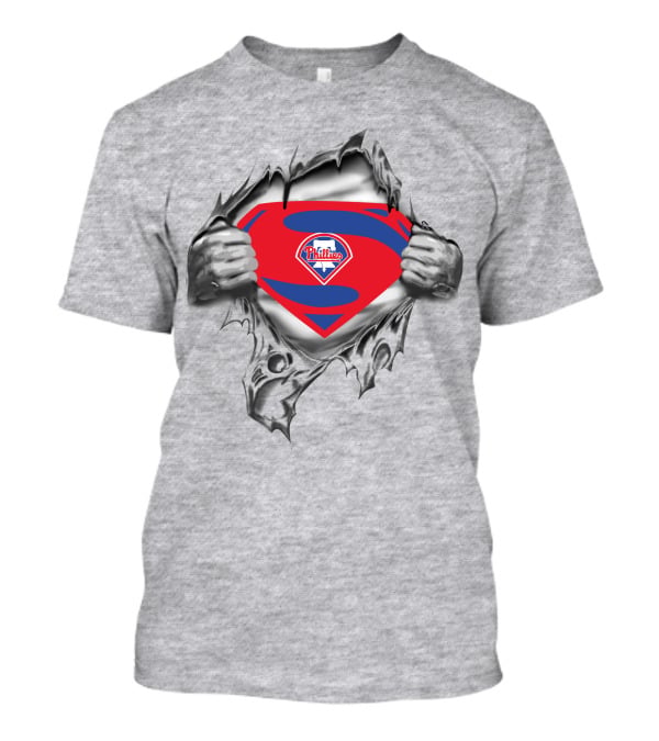 Phillies Superman Logo Shield Baseball Crossover T-Shirt