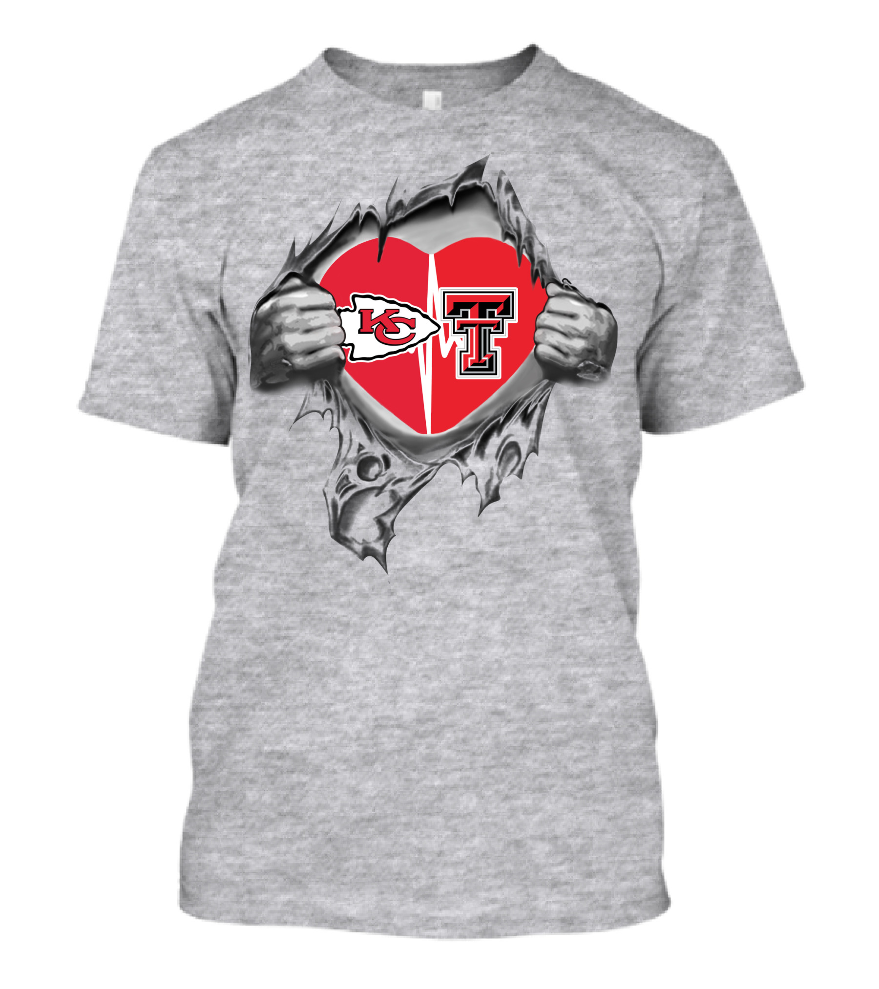 Kansas City Chiefs Texas Tech Heart T-Shirt