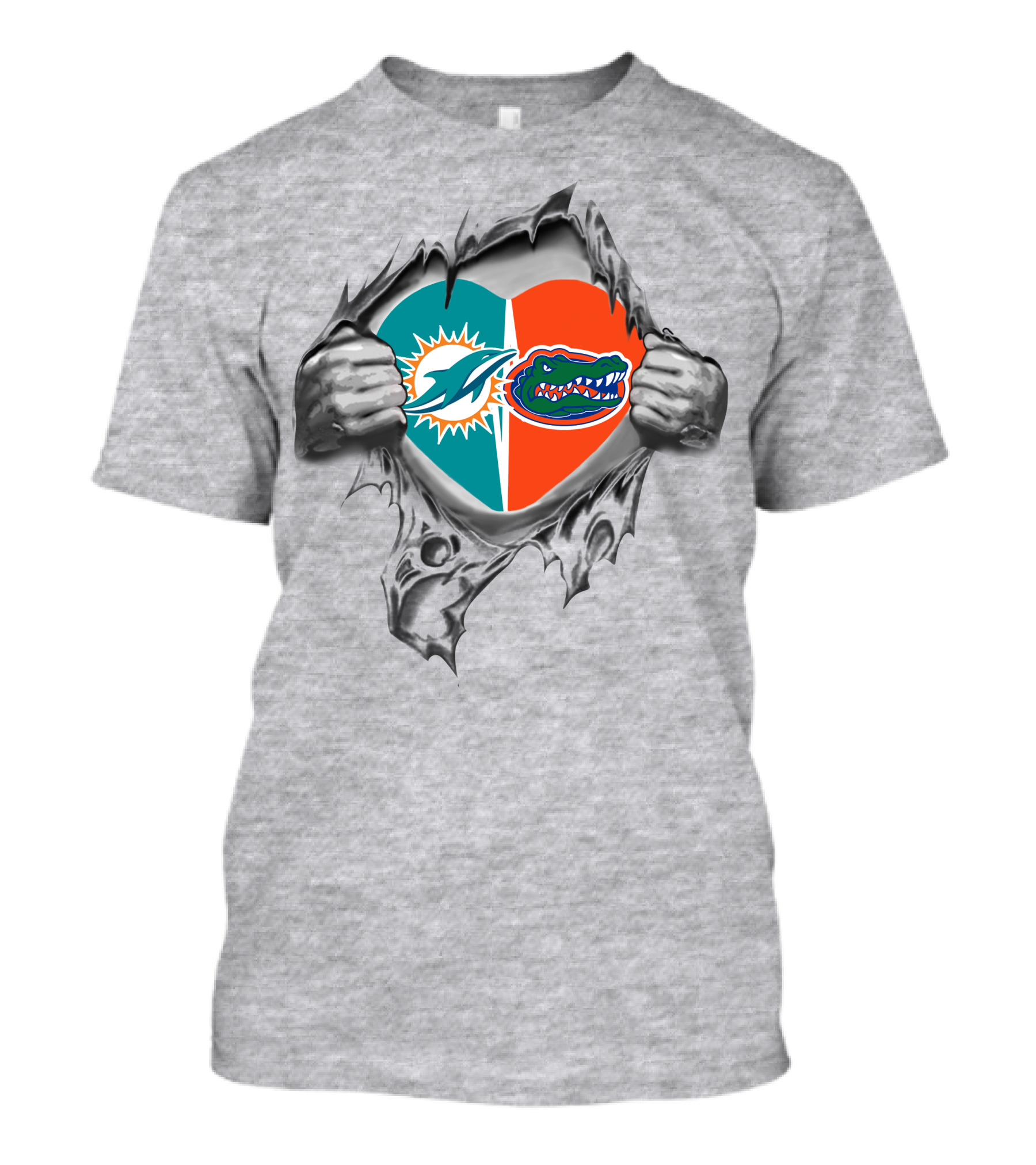 Miami Dolphins And Florida Gators Heart T-Shirt