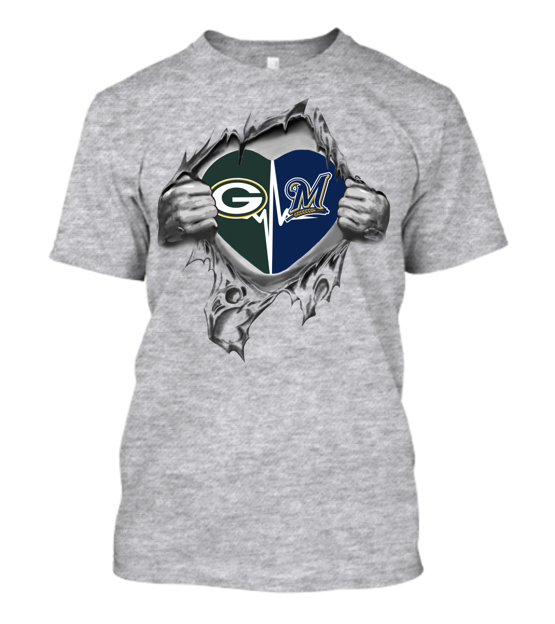 Packers Brewers Heartbeat Unity T-Shirt