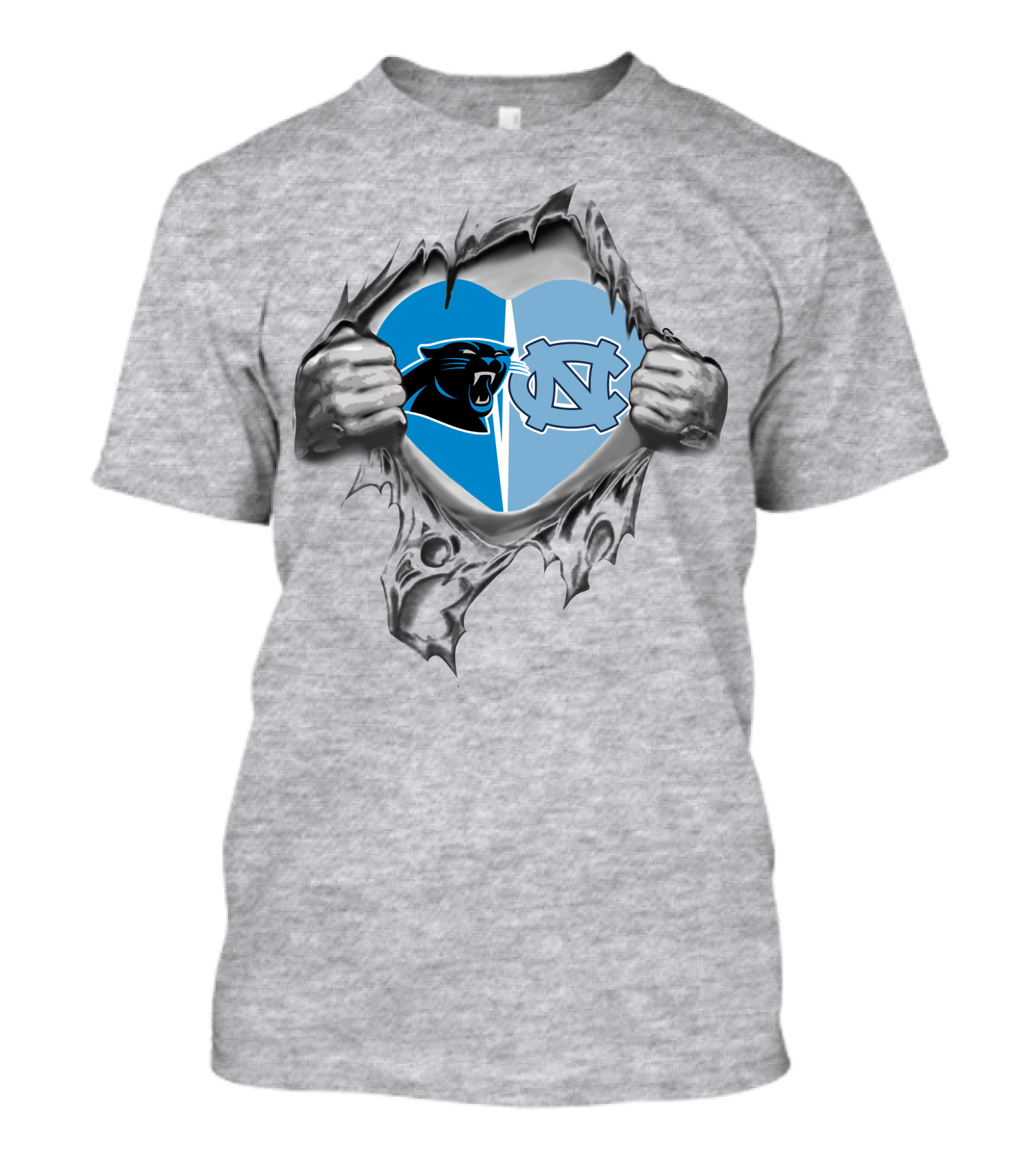 Carolina Panthers And North Carolina Tar Heels Heart T-Shirt