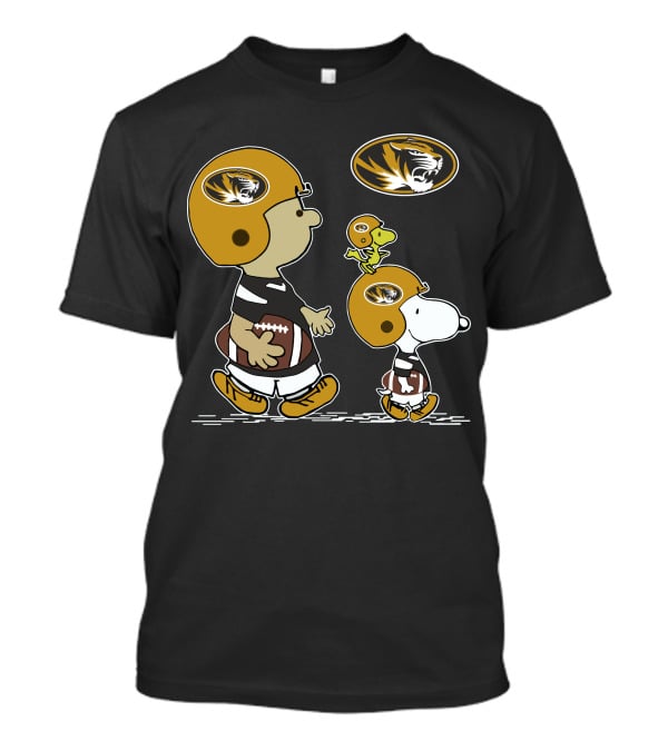 Missouri Tigers Snoopy And Woodstock In Football Helmets T-Shirt