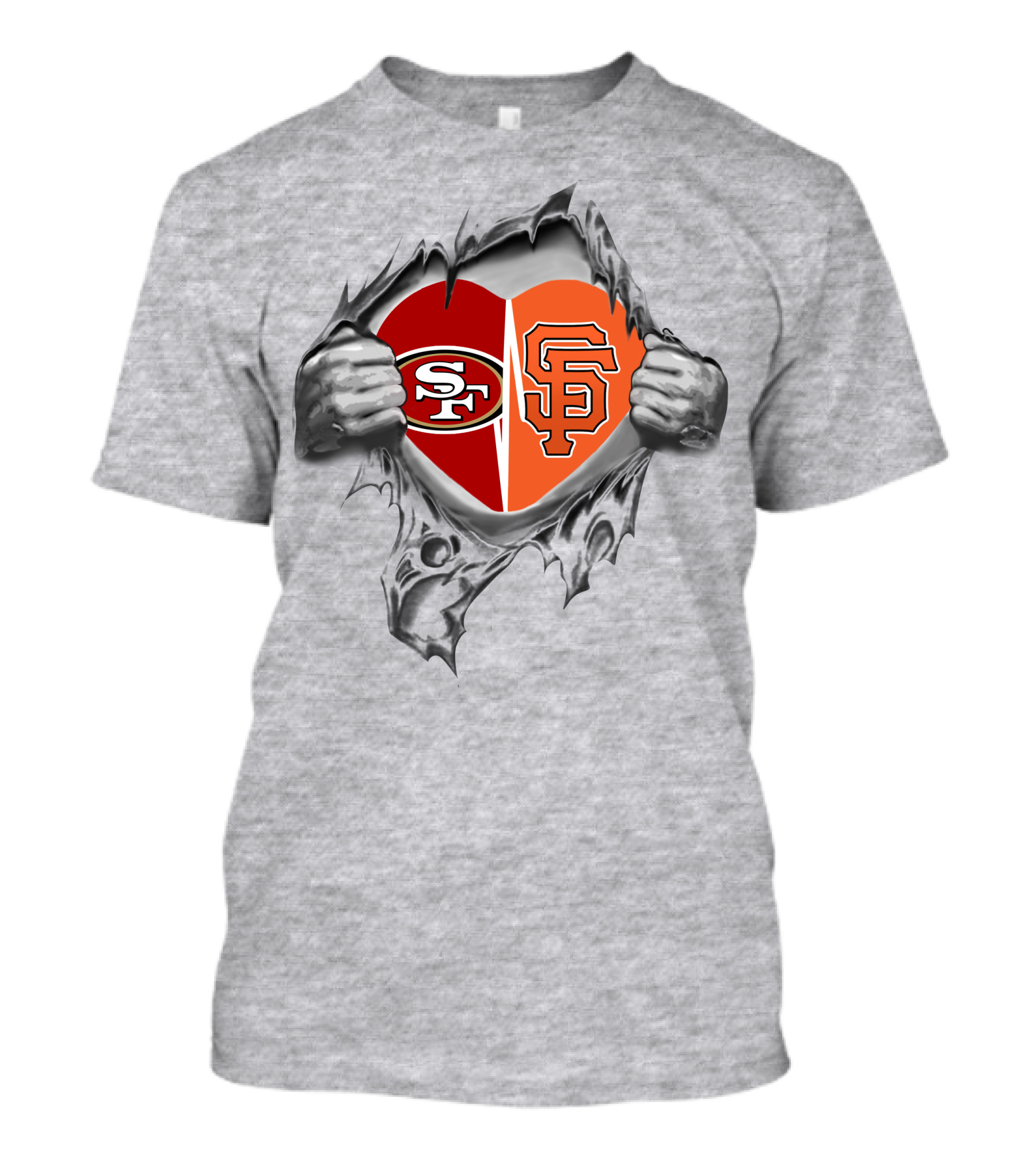 Sf 49Ers Giants Heart Logo Tear T-Shirt