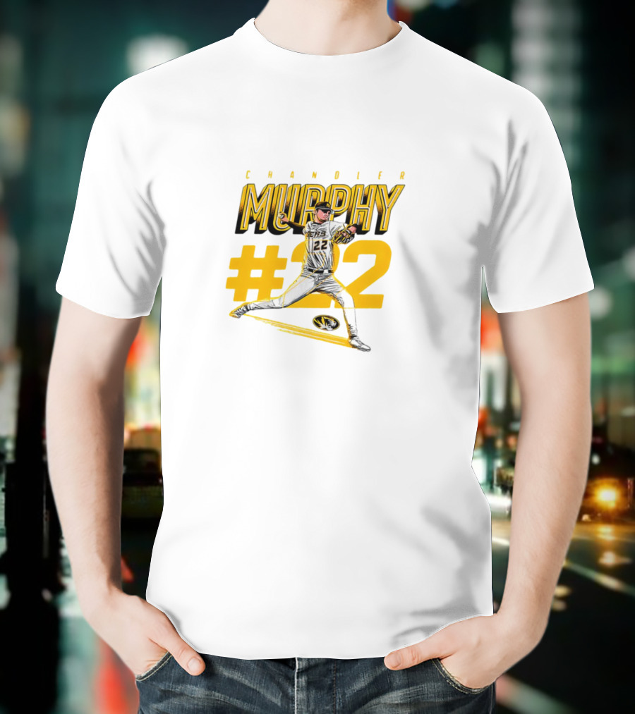 Chandler Murphy Missouri NCAA Baseball #22 Player Action T-Shirt