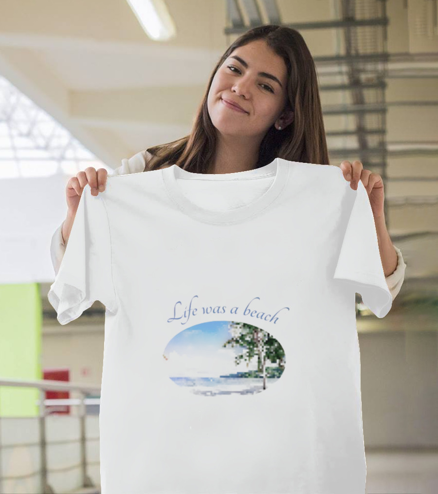 Life Was A Beach Ocean Night Palm Tree Scene T-Shirt