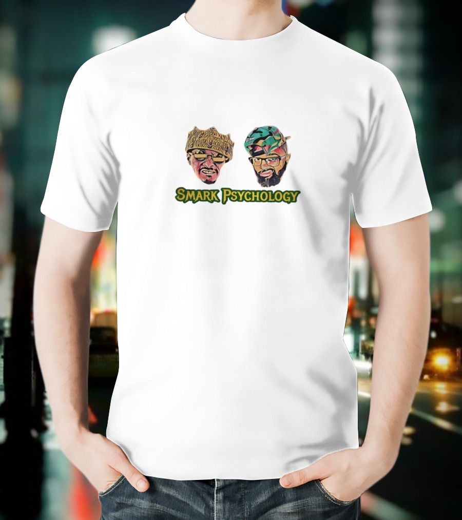 Smark Psychology Two Illustrated Faces With Hats And Glasses T-Shirt