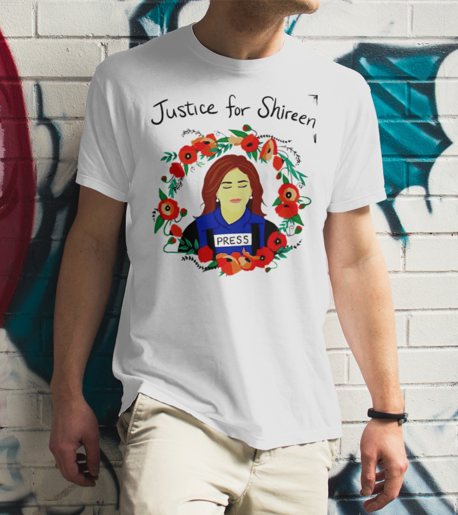 Justice For Shireen Press Floral Wreath T-Shirt