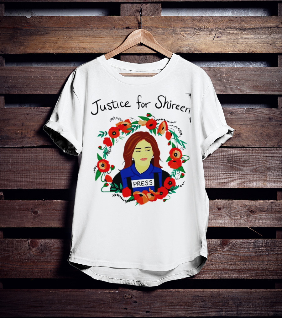 Justice For Shireen Press Floral Wreath T-Shirt