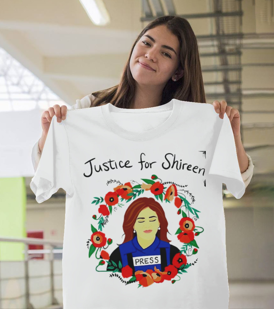 Justice For Shireen Press Floral Wreath T-Shirt