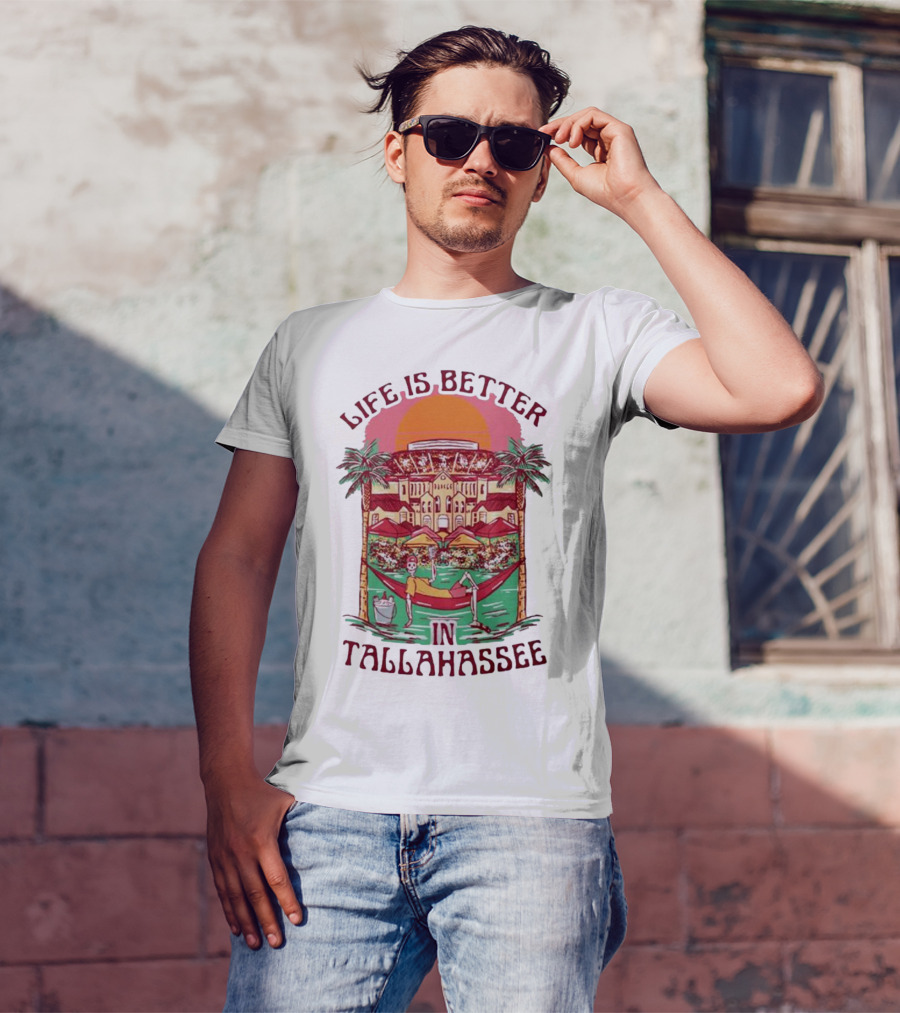 Life Is Better In Tallahassee Skeleton Hammock Scene T-Shirt