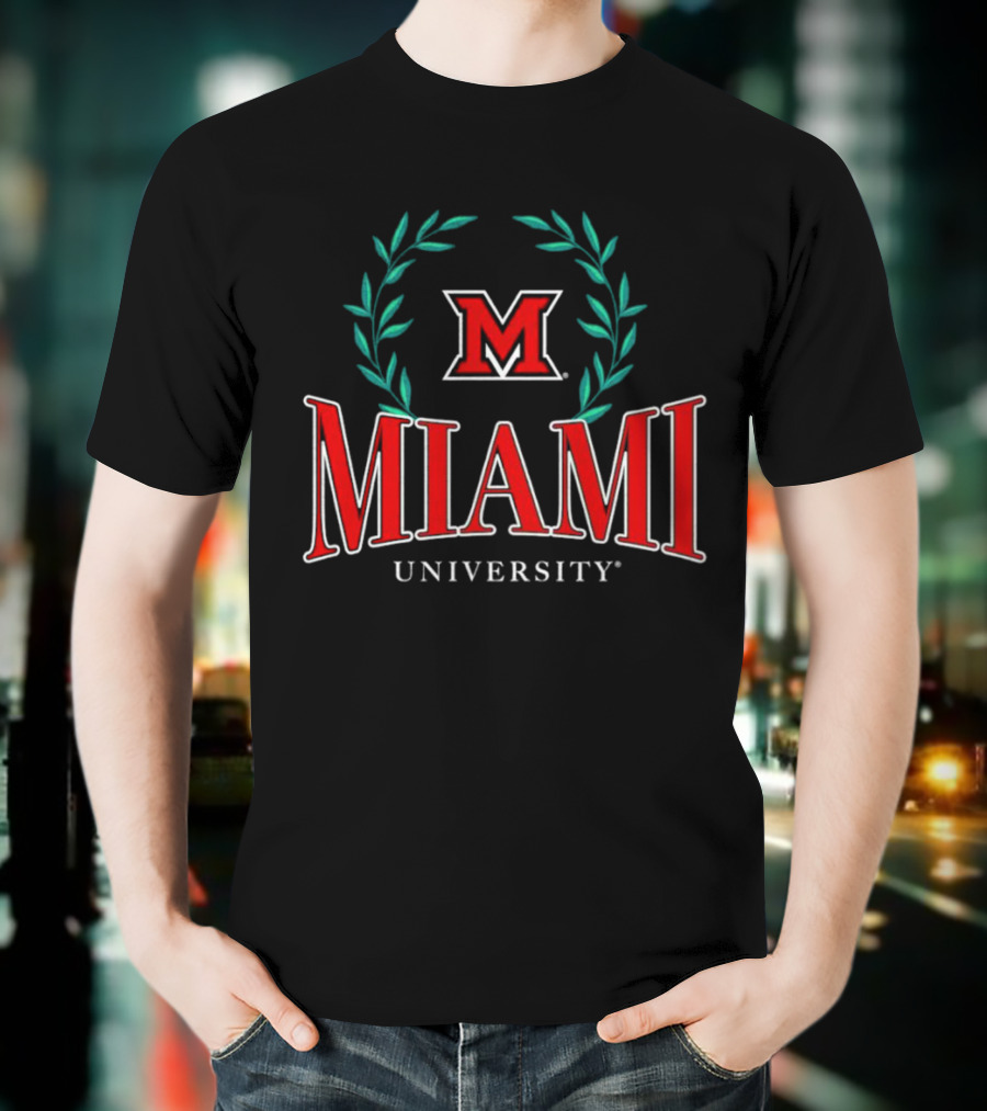 Miami University Red M Laurels Emblem T-Shirt