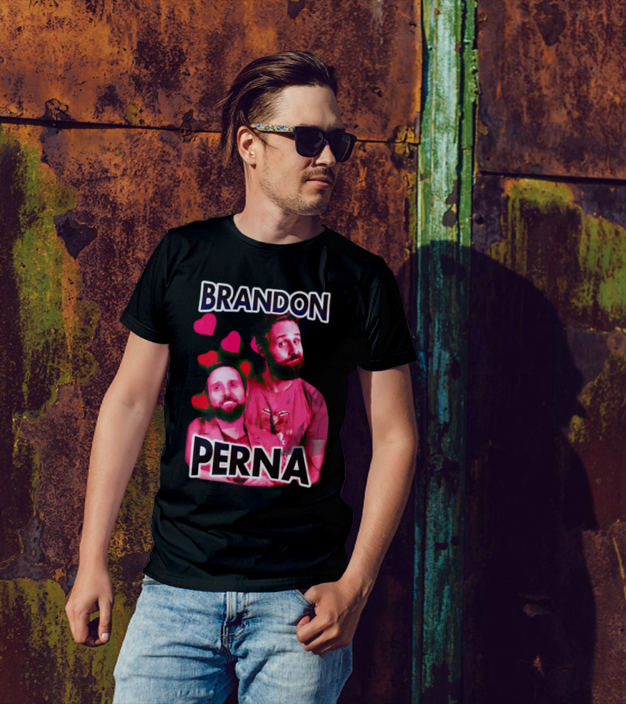 Brandon Perna Heart Icons Red Shirt Pose T-Shirt