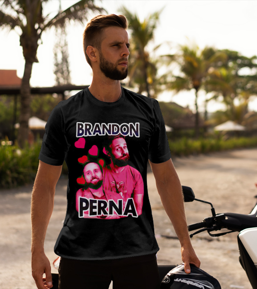 Brandon Perna Heart Icons Red Shirt Pose T-Shirt