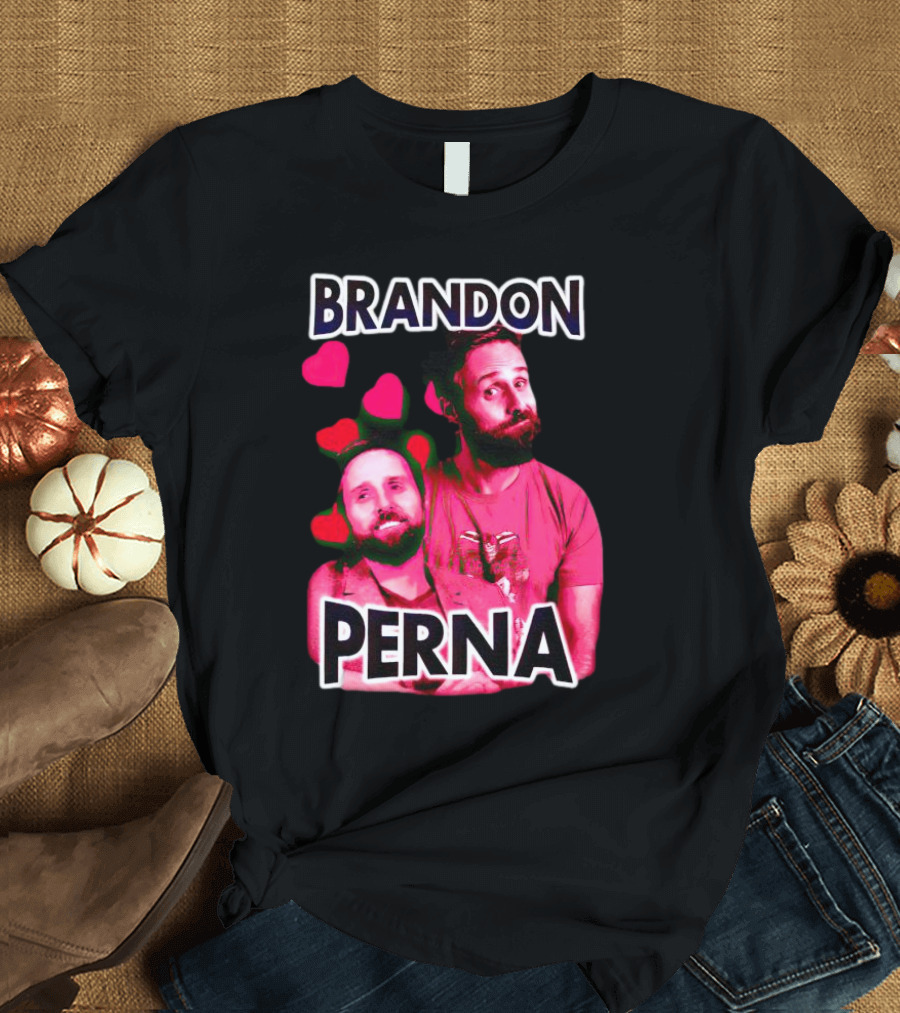 Brandon Perna Heart Icons Red Shirt Pose T-Shirt