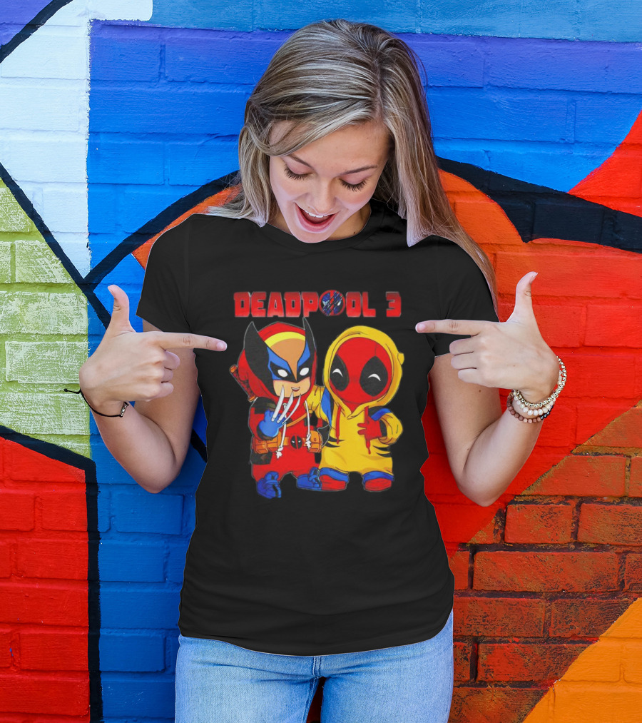 Deadpool 3 Wolverine And Deadpool Cartoon Characters T-Shirt
