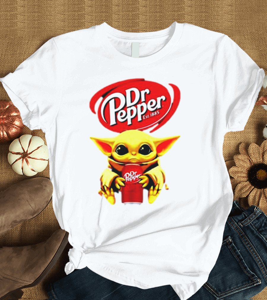 Dr Pepper Baby Yoda Holding Soda Can T-Shirt