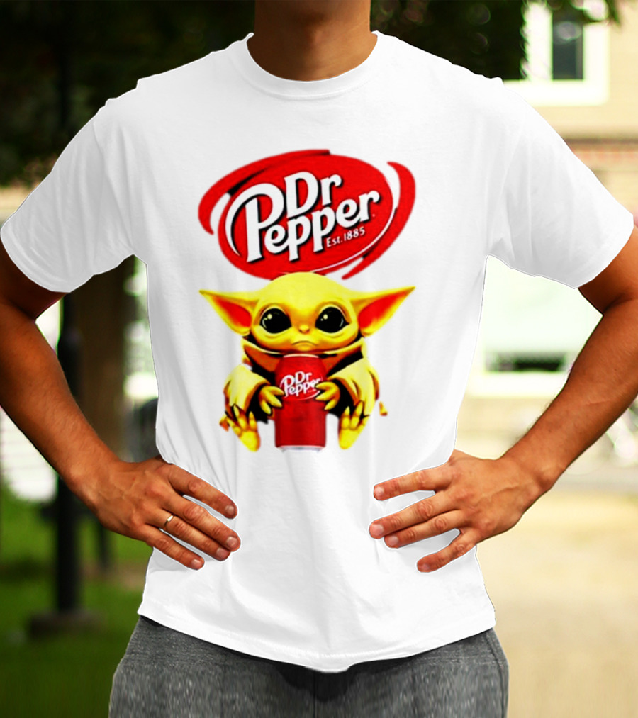 Dr Pepper Baby Yoda Holding Soda Can T-Shirt