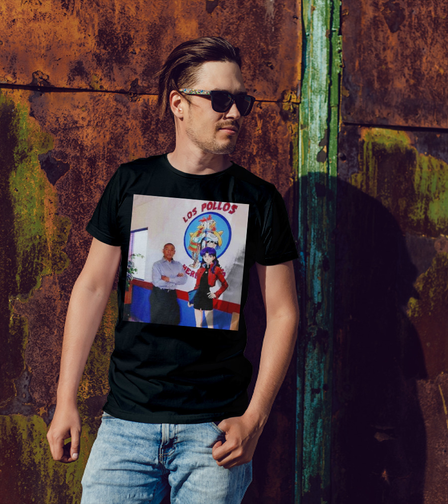Breaking Bad Los Pollos Hermanos Gus And Evangelion Misato Crossover T-Shirt