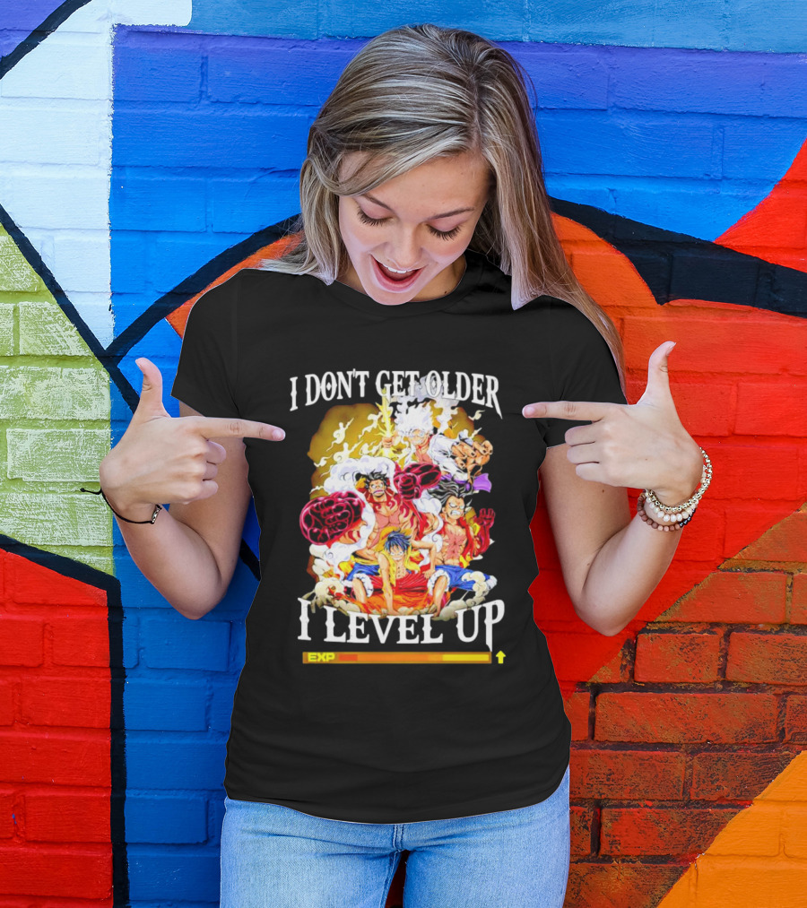 I Don't Get Older I Level Up EXP One Piece Characters T-Shirt