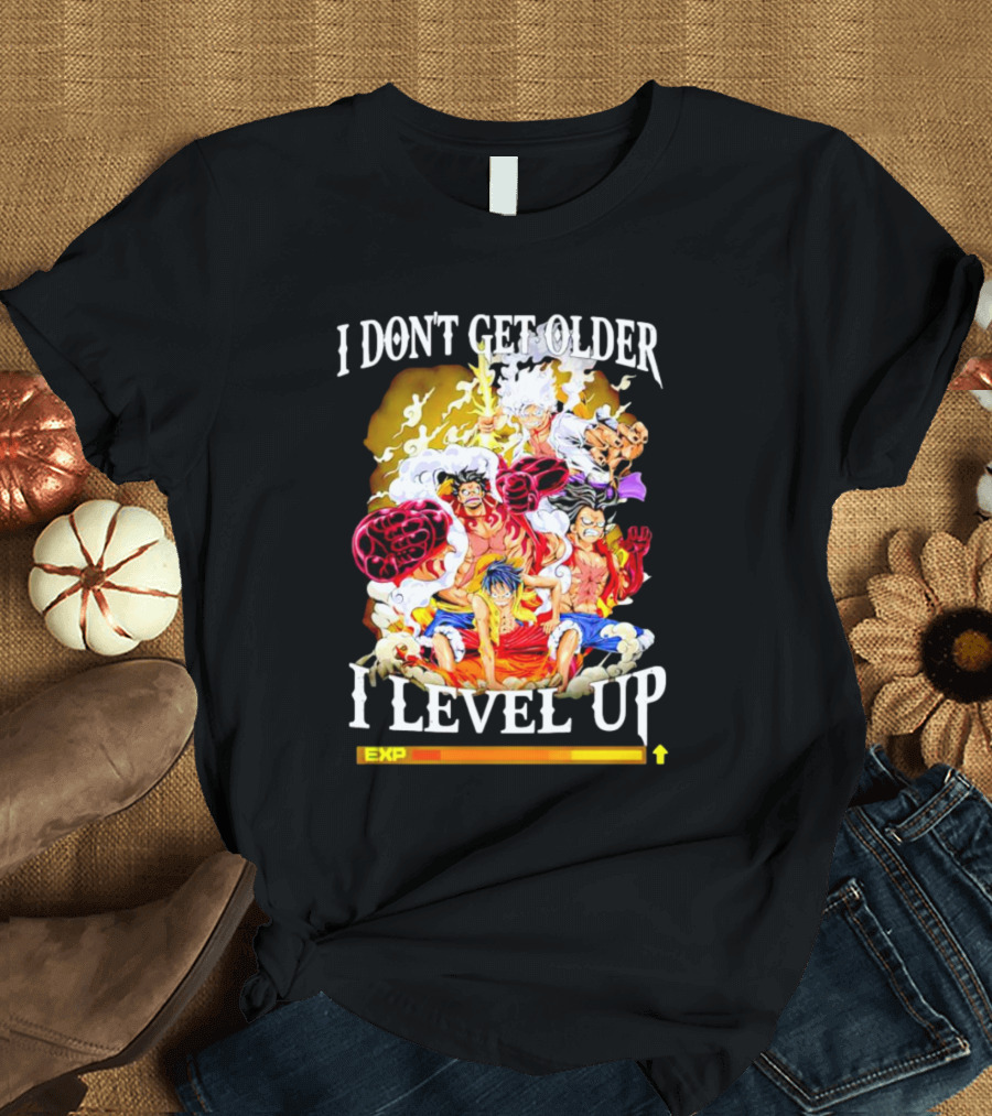 I Don't Get Older I Level Up EXP One Piece Characters T-Shirt