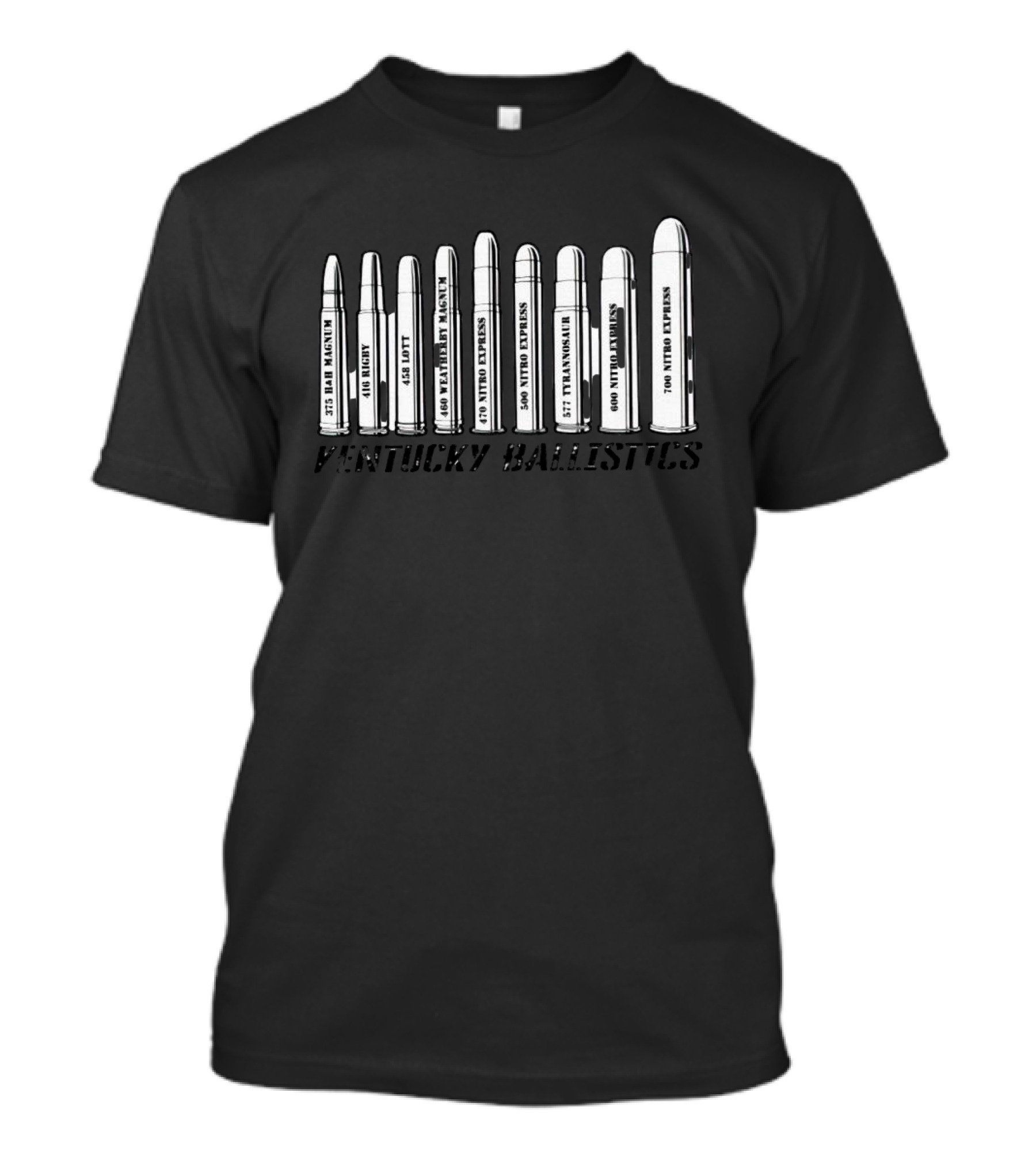 Kentucky Ballistics .375 H&H Magnum .416 Rigby .458 Lott .460 Weatherby Magnum .470 Nitro Express 500 Nitro Express .577 Tyrannosaur .600 Nitro Express .700 Nitro Express T-Shirt