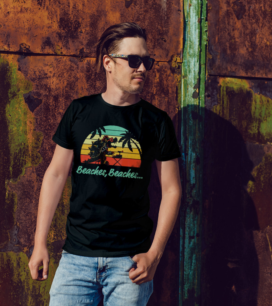 Beaches Beaches Vintage Bowser Retro Sunset T-Shirt