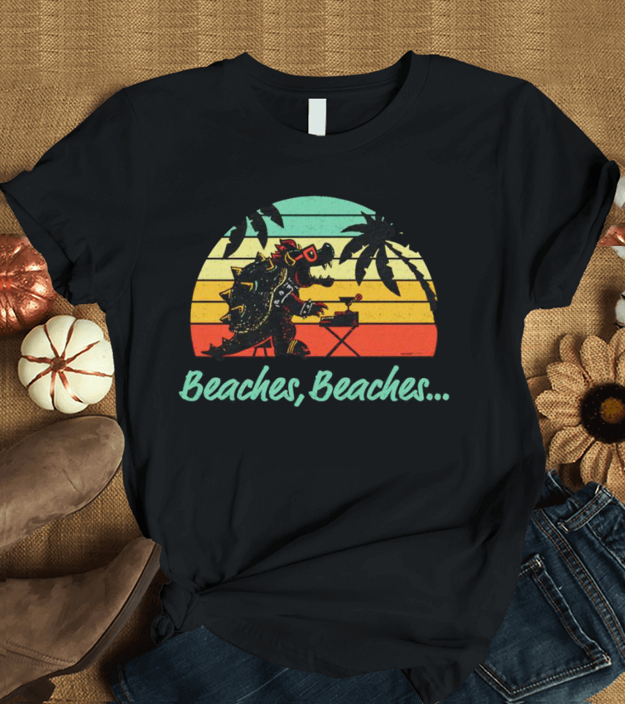 Beaches Beaches Vintage Bowser Retro Sunset T-Shirt