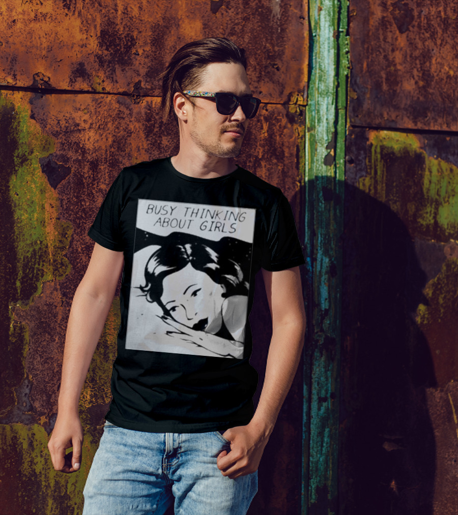 Busy Thinking About Girls Comic Pop T-Shirt