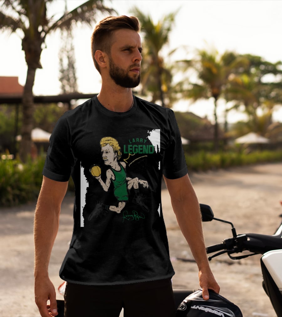 Dave Portnoy Wearing Larry Legend Basketball Art With Larry Bird Signature T-Shirt