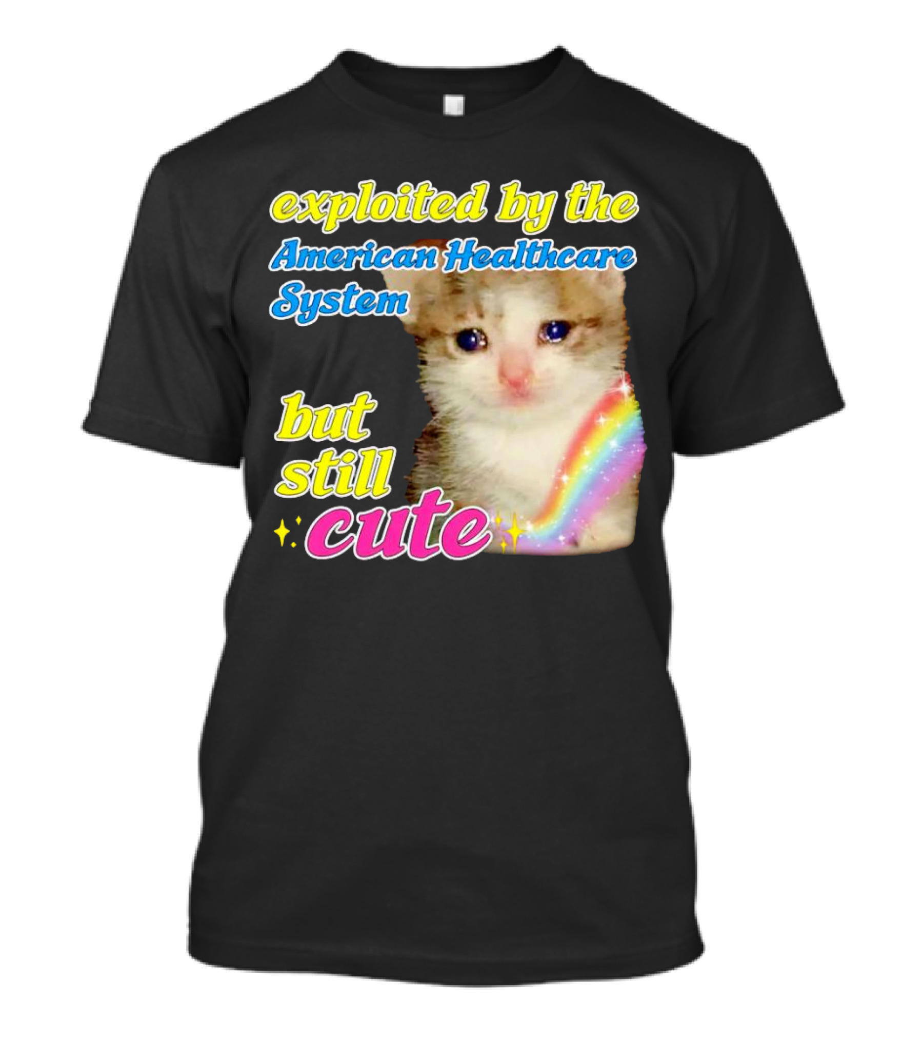 Exploited By The American Healthcare System But Still Cute With Rainbow Kitten T-Shirt