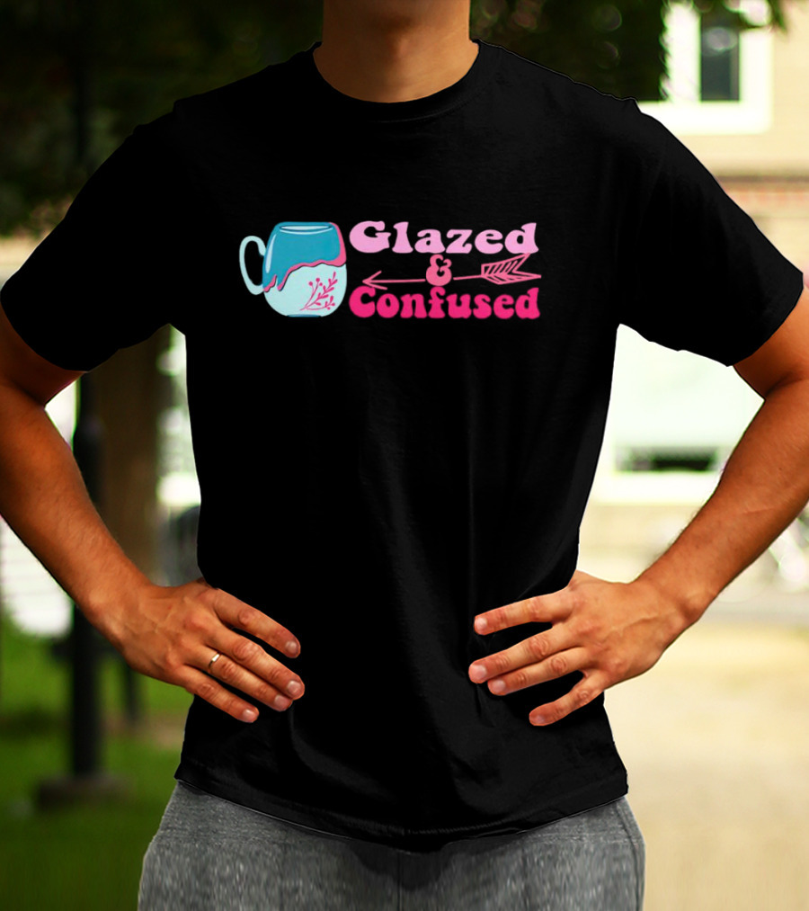 Glazed And Confused Mug With Pink And Blue Arrow T-Shirt