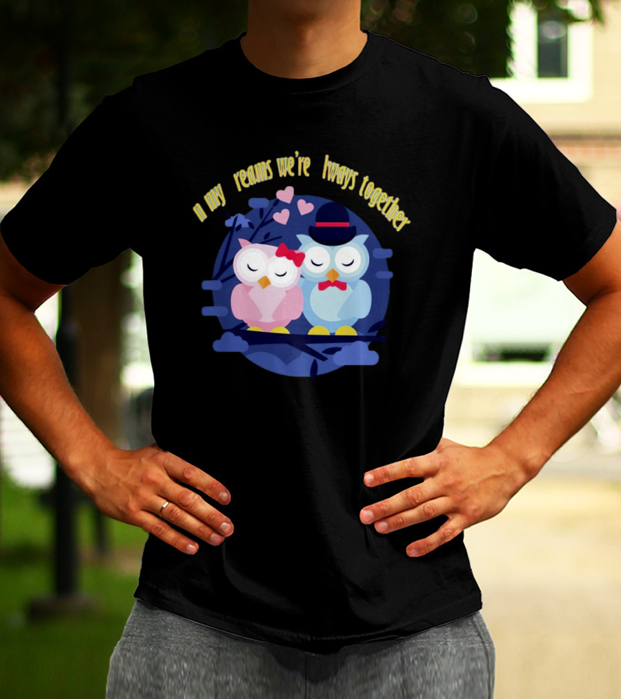 In My Dreams We're Always Together Owls With Hearts And Hats On Branch T-Shirt