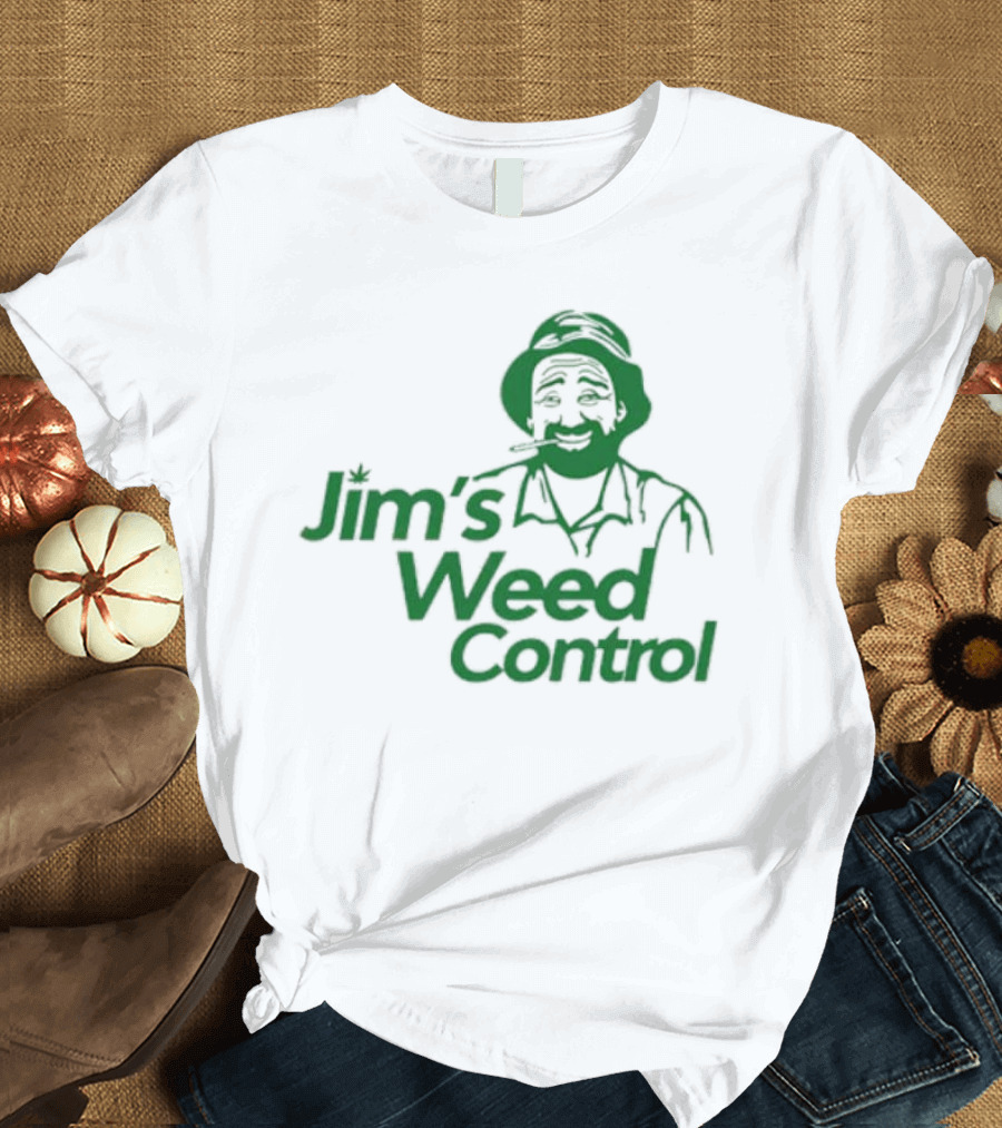 Jim’s Weed Control Gardener Icon With Hat And Beard T-Shirt