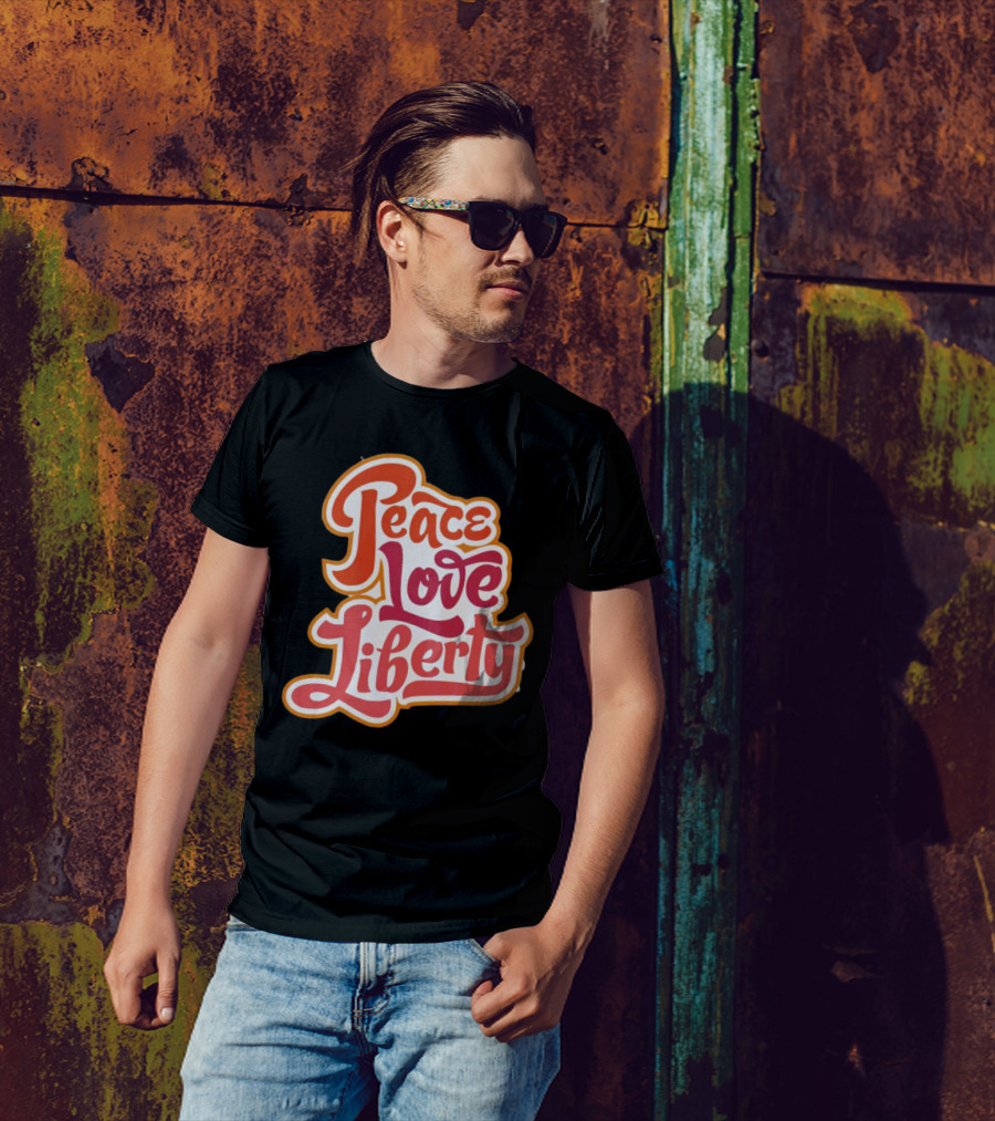Peace Love Liberty Vintage Groovy Typography T-Shirt