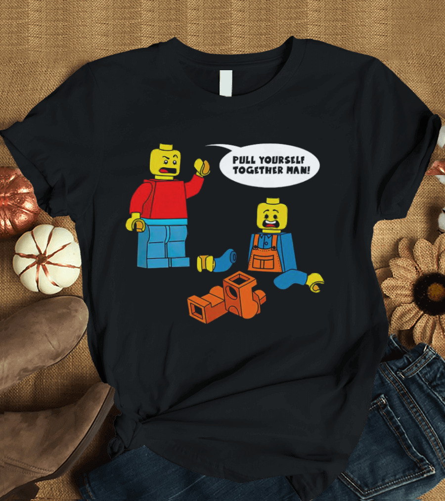 LEGO Figures Pull Yourself Together Man Speech Bubble Playful Scene T-Shirt