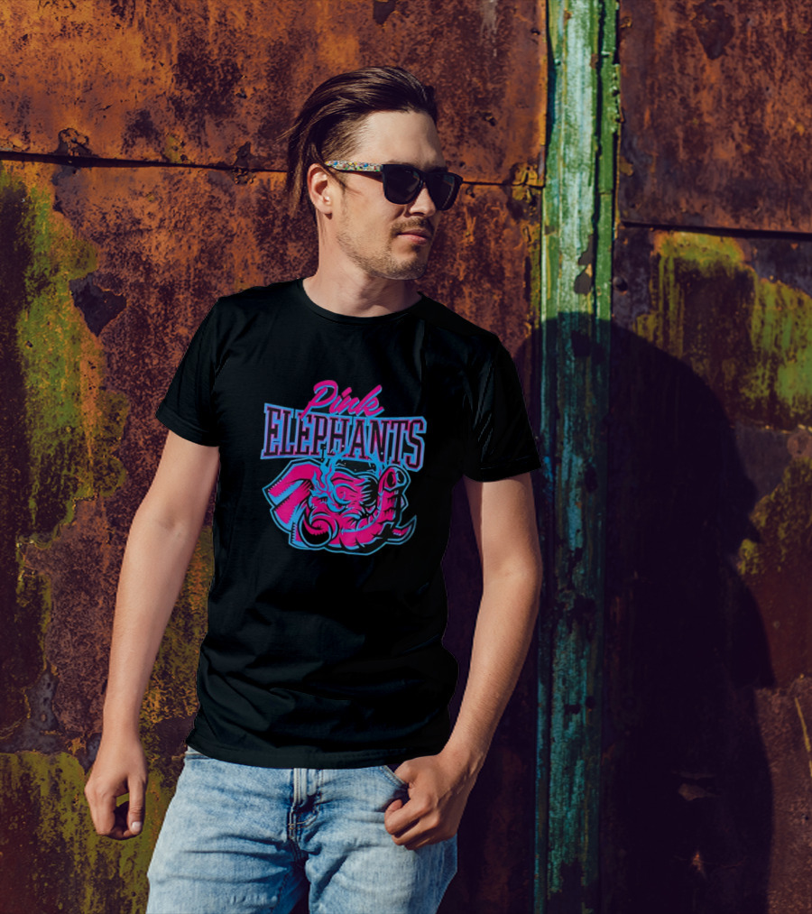 Pink Elephants Neon Retro T-Shirt