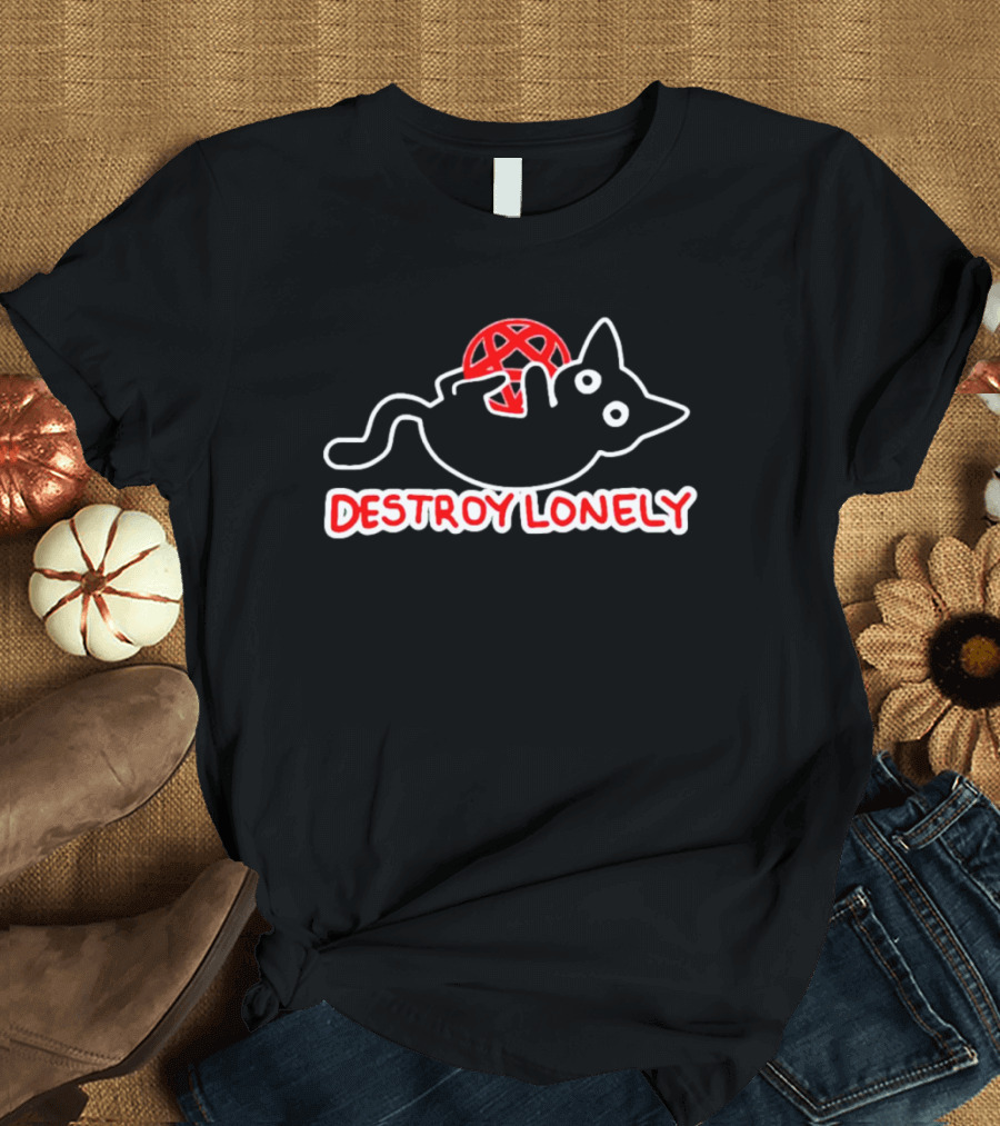 Destroy Lonely Cat With Red Ball T-Shirt