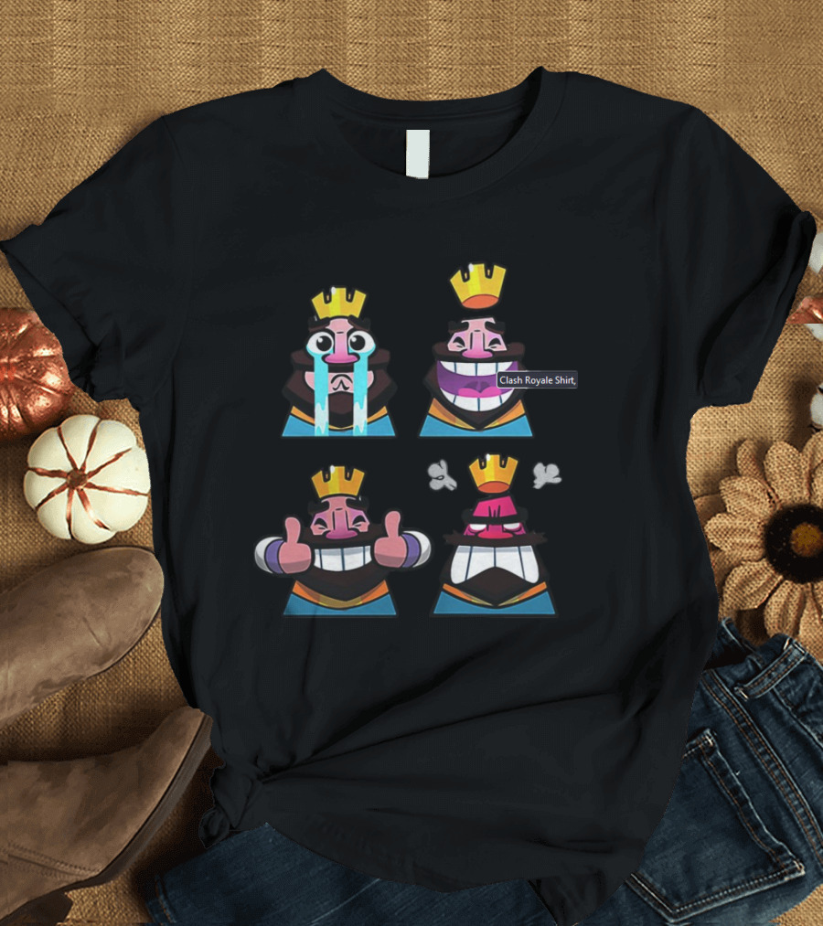Clash Royale King Emotes Crying Laughing Thumbs Up Angry T-Shirt