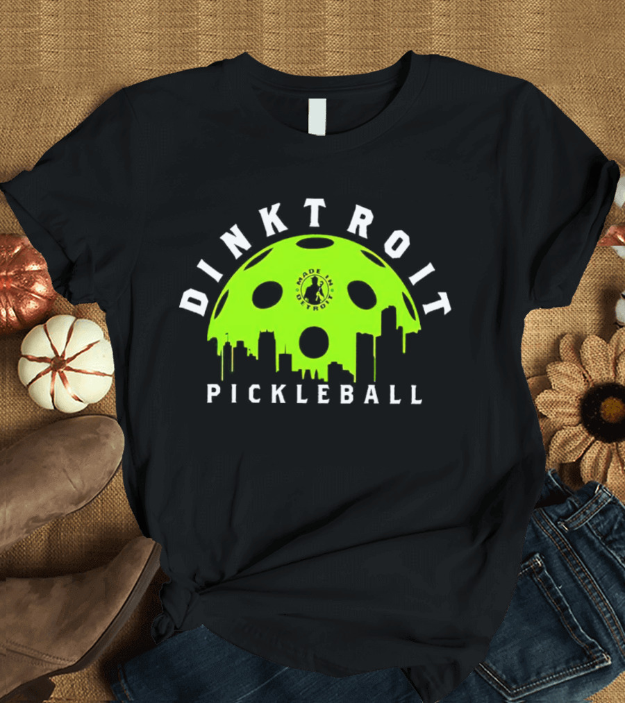 Dinktroit Pickleball Made In Detroit Skyline Ball T-Shirt