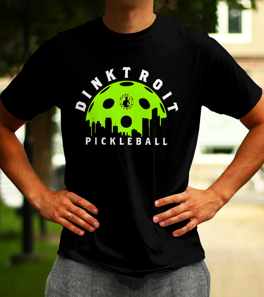 Dinktroit Pickleball Made In Detroit Skyline Ball T-Shirt