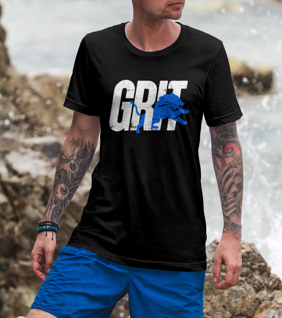 Grit Detroit Lions Blue Lion T-Shirt