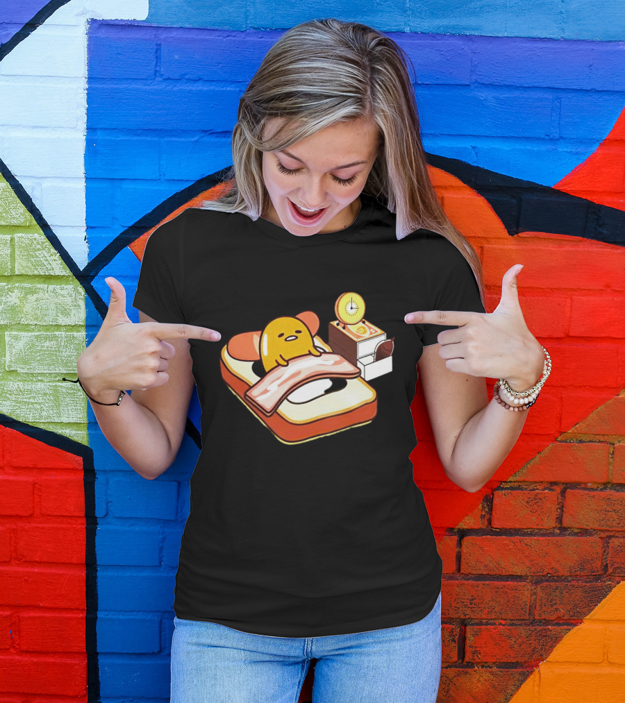 Gudetama Breakfast In Bed With Toast And Bacon T-Shirt