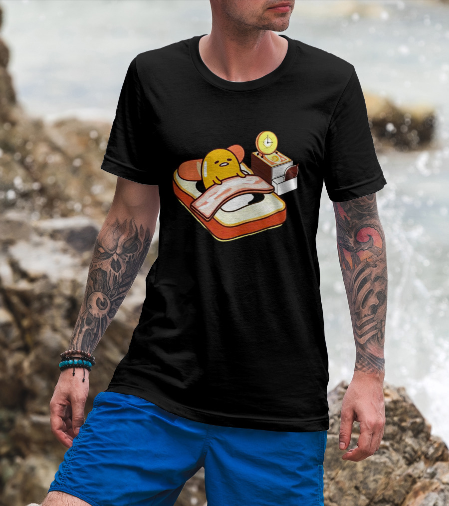 Gudetama Breakfast In Bed With Toast And Bacon T-Shirt