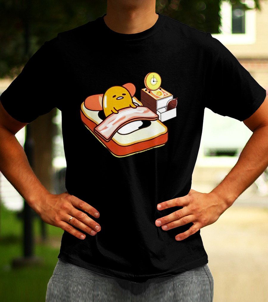 Gudetama Breakfast In Bed With Toast And Bacon T-Shirt